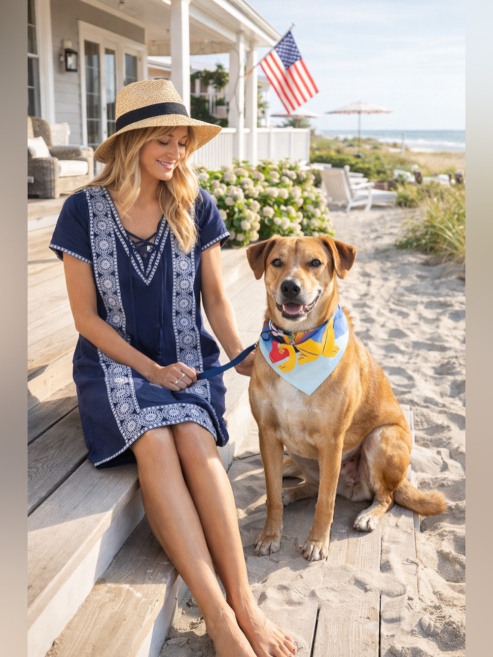 Vineyard Vines Cotton Fan Border Tunic Dress Navy Size 00 NWT